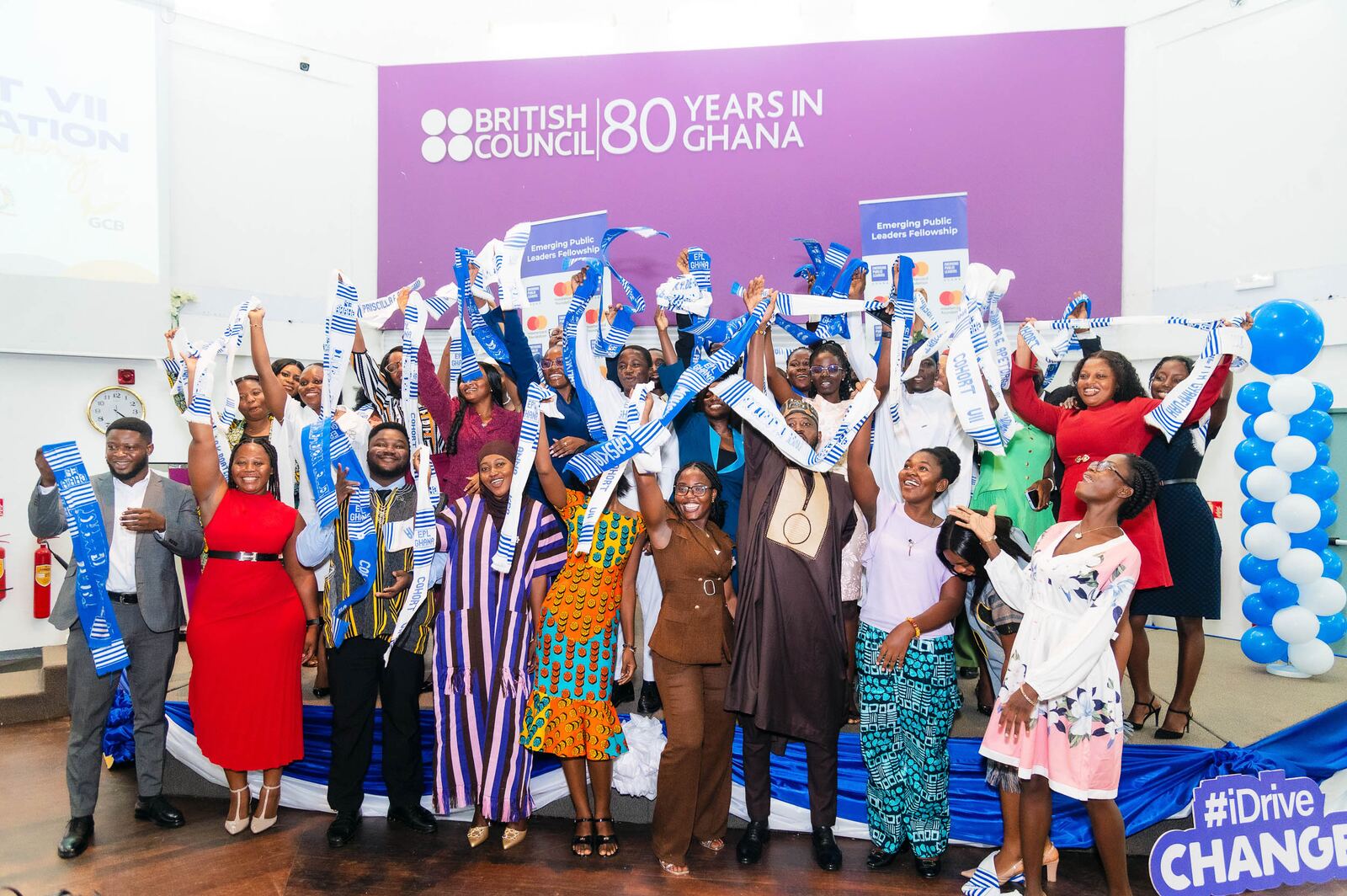 EPL Ghana Fellows celebrating together on stage